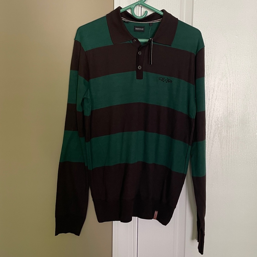 NWT Buffalo David Bitton Men’s Striped Collared Sweater.